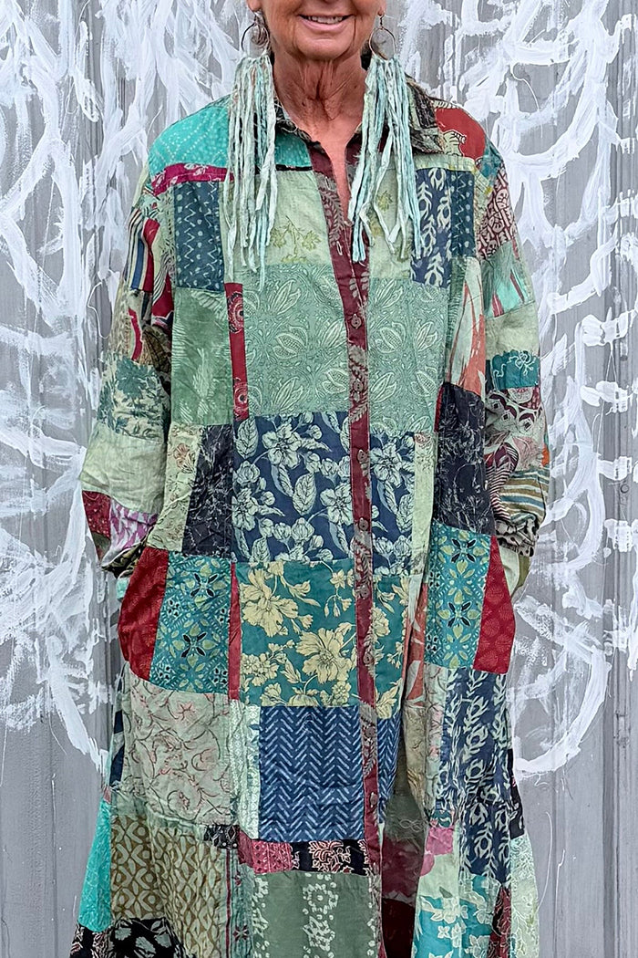 Pocketed Patchwork Long Duster