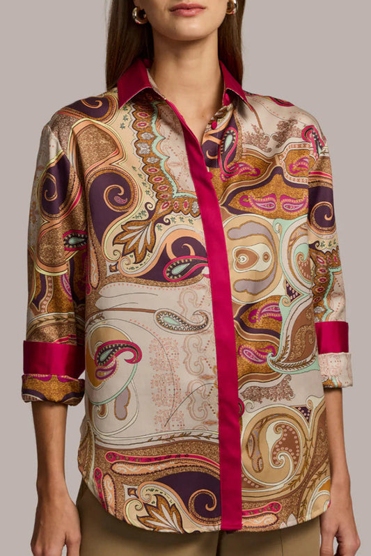 Vibrant Paisley Button-Down Top