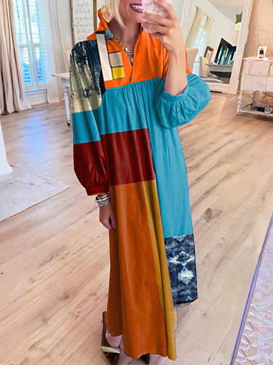 Color Block Splicing Maxi Dress