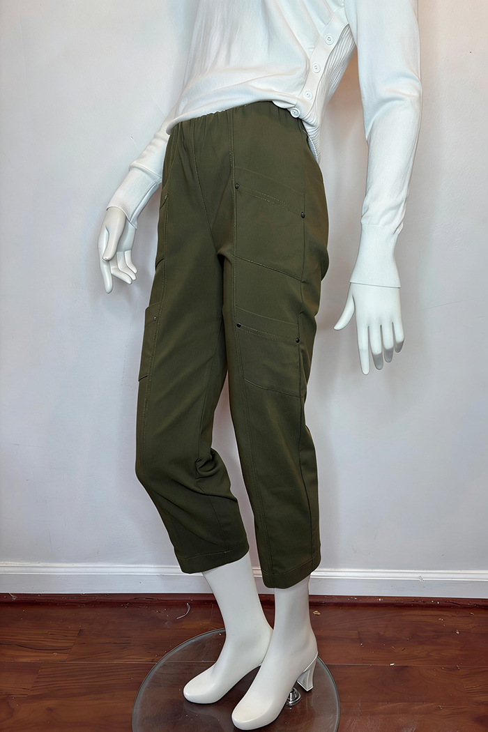 Cargo Pocket Elastic Waist Cropped Pant