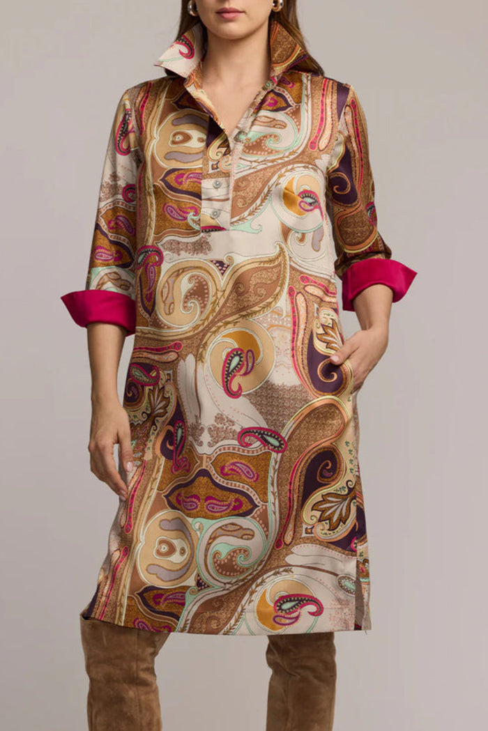 Long Sleeve Scarf Print Dress