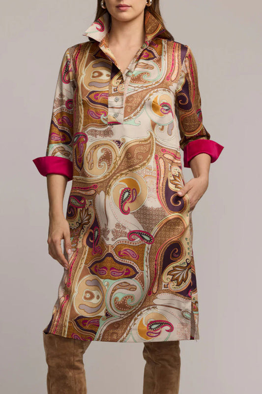 Long Sleeve Scarf Print Dress
