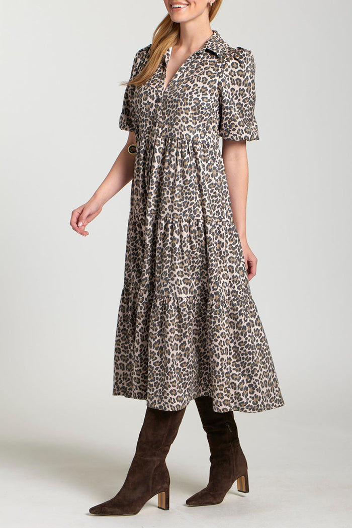 Puff Sleeve Animal Maxi Dress