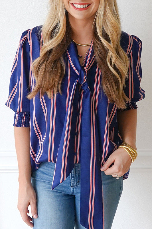 Casual Bow Stripe Top
