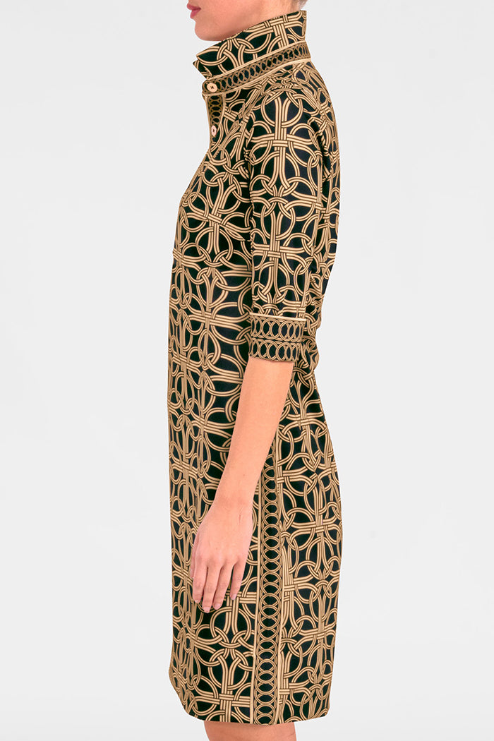 Ring Pattern Quarter-Sleeve Dress