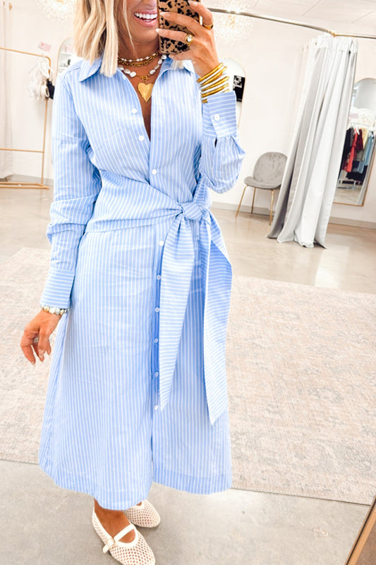 Casual Knot Stripes Dress