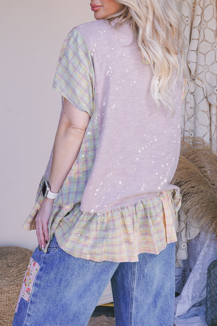 Mushroom Print Patchwork Top
