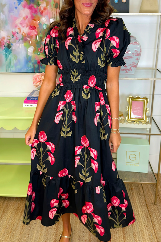 Puff Sleeve Floral Dress