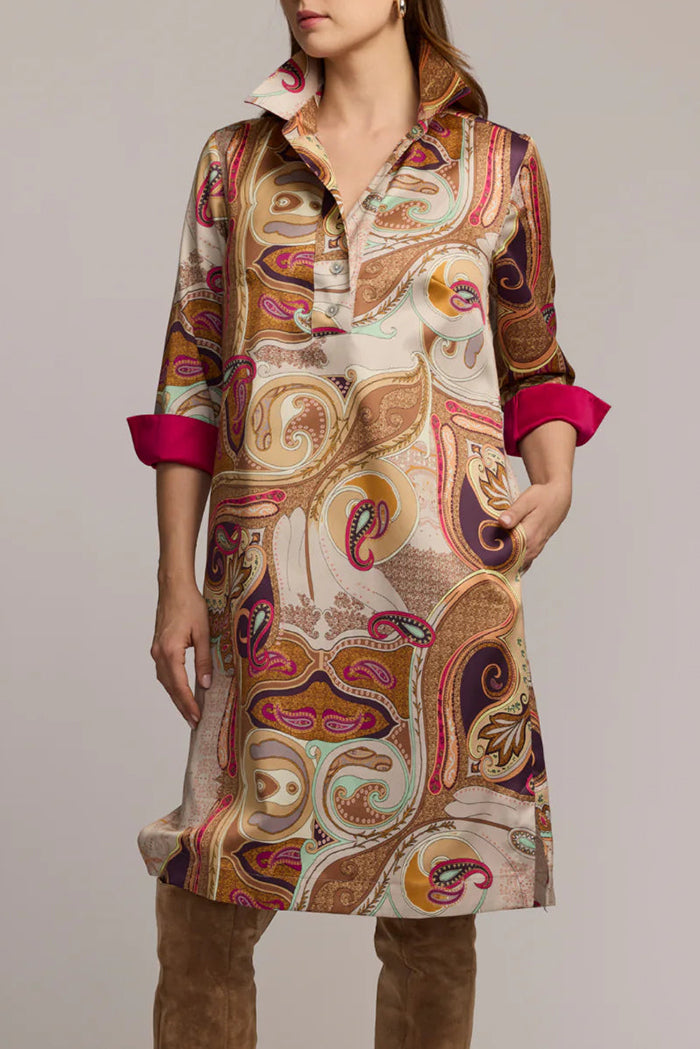 3/4 Length Sleeves Printed Pocketed Dress