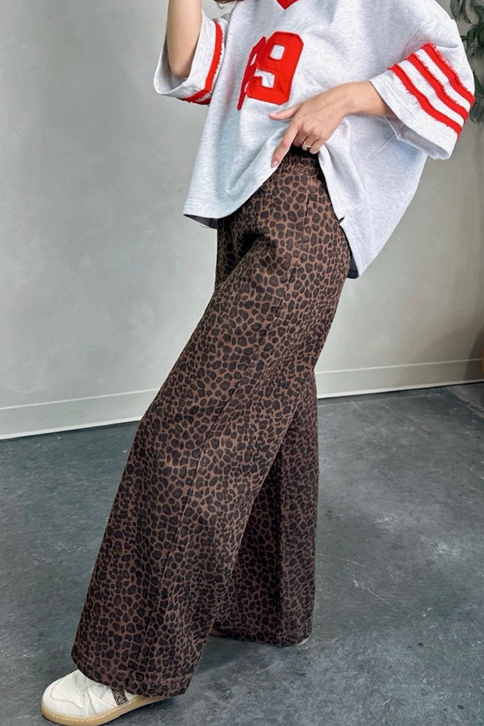 Leopard Print Wide Flare Pants