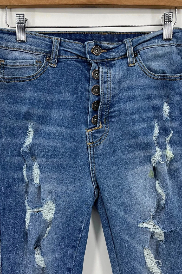 High Waist Ripped Pocket Skinny Jeans