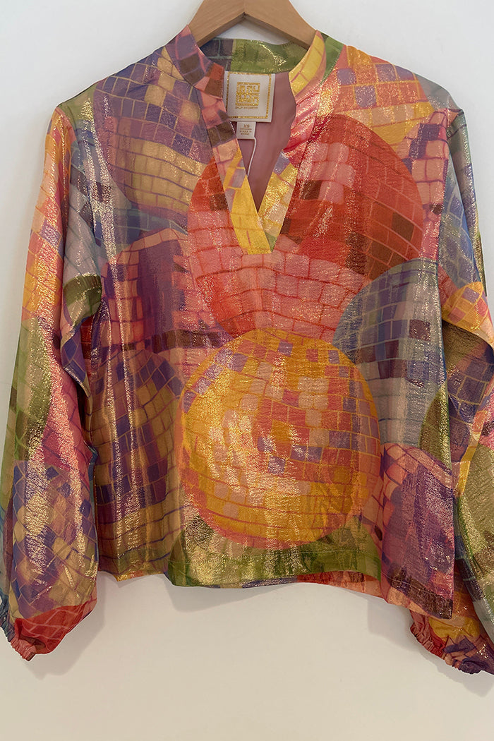 V-Neck Print  Long Sleeve Blouse