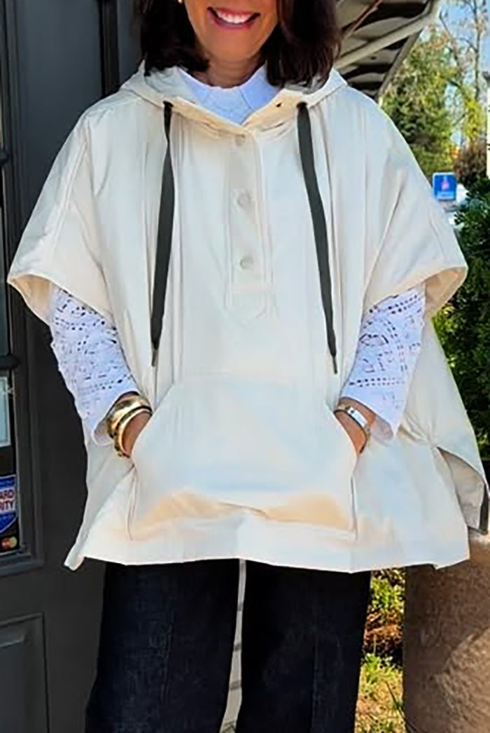 Casual Pull Rope Hooded Poncho