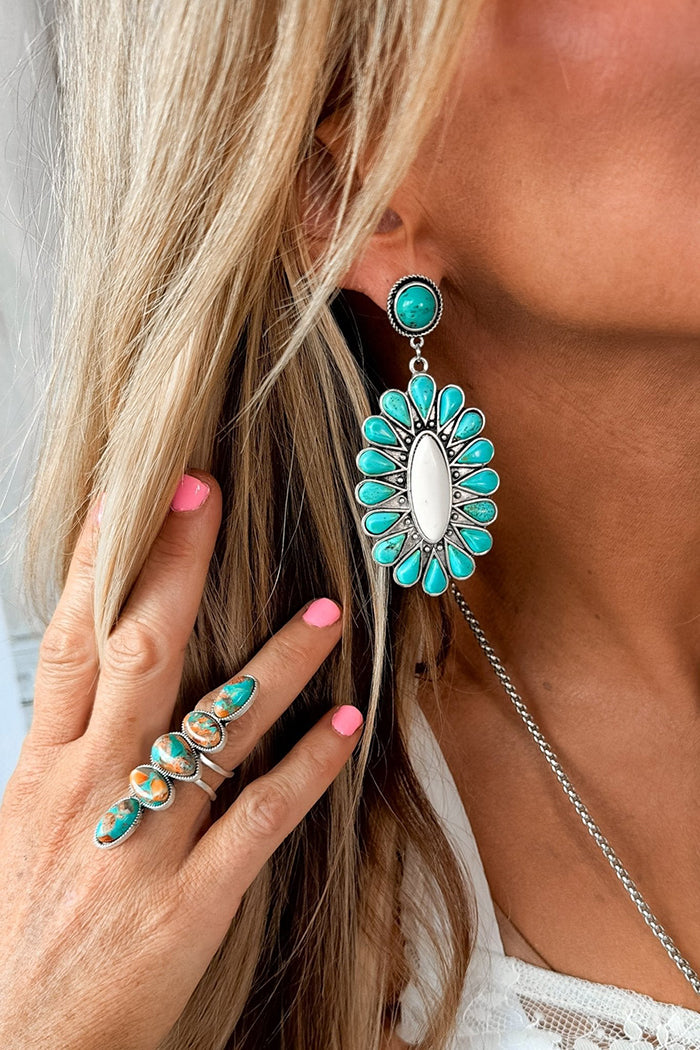 Southwestern Floral Stone Dangle Earrings