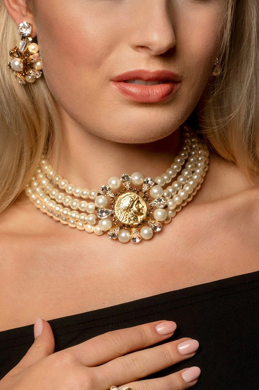 Multi Row Pearl Choker Necklace