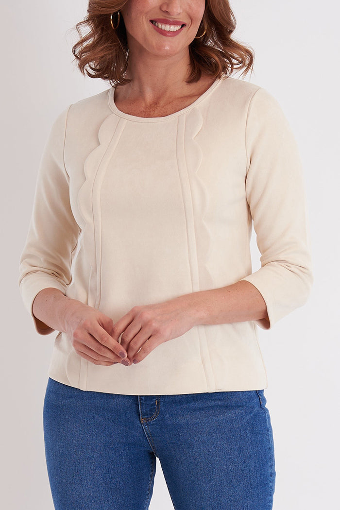Casual Scallop Edge Detail Top