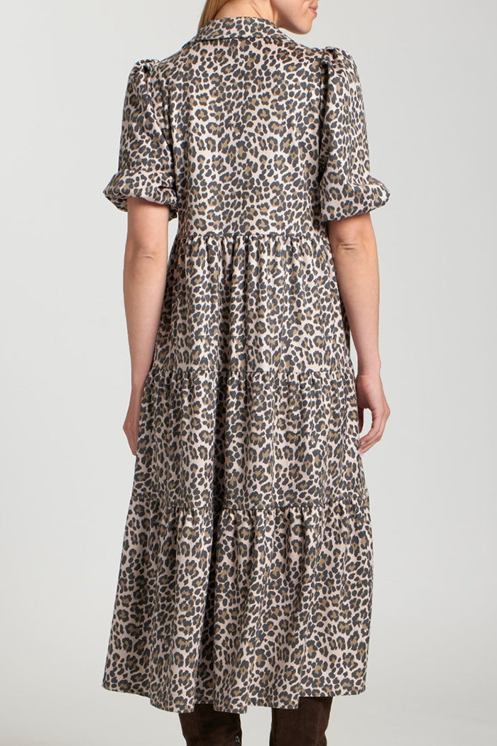Puff Sleeve Animal Maxi Dress