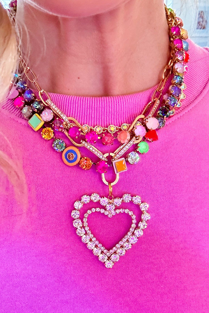 Jeweled Double Heart Necklace