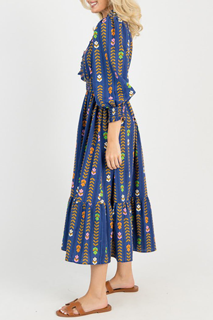 Linear Bloom Maxi Dress