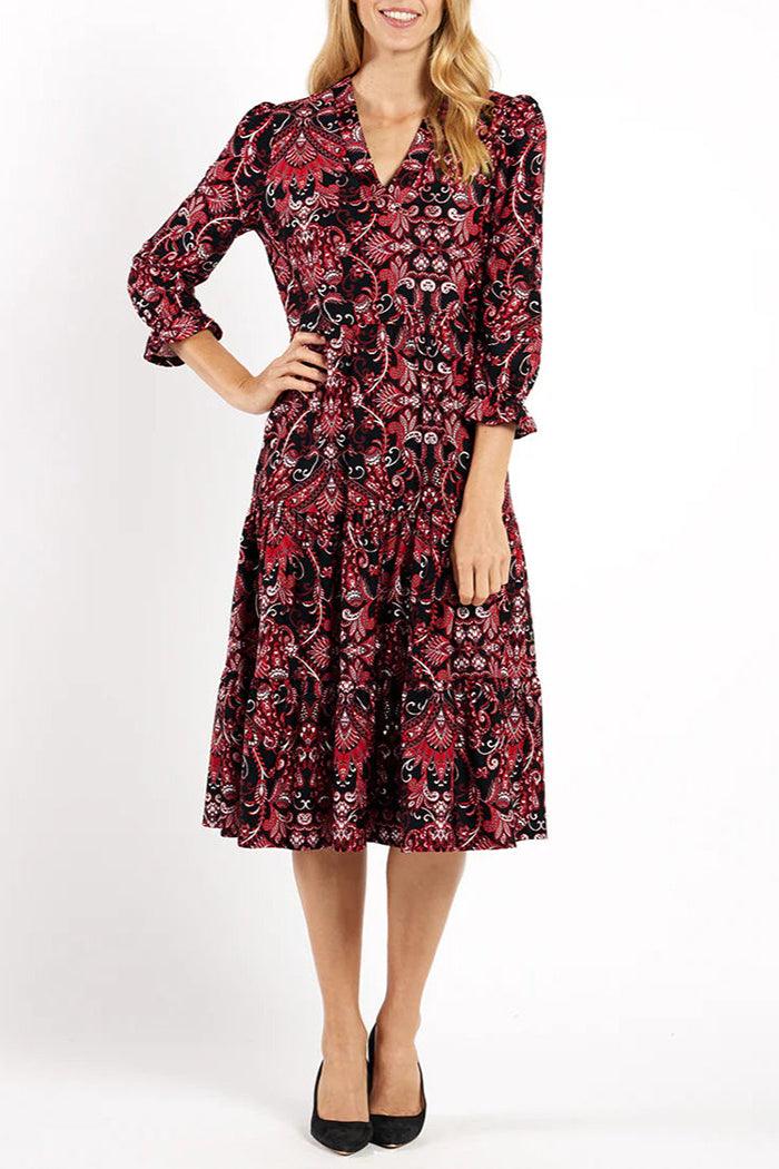 V-Neck Bold Printed Maxi Dress