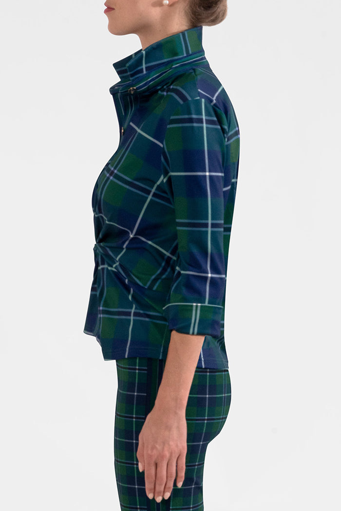 Casual Plaid Knot-Front Top