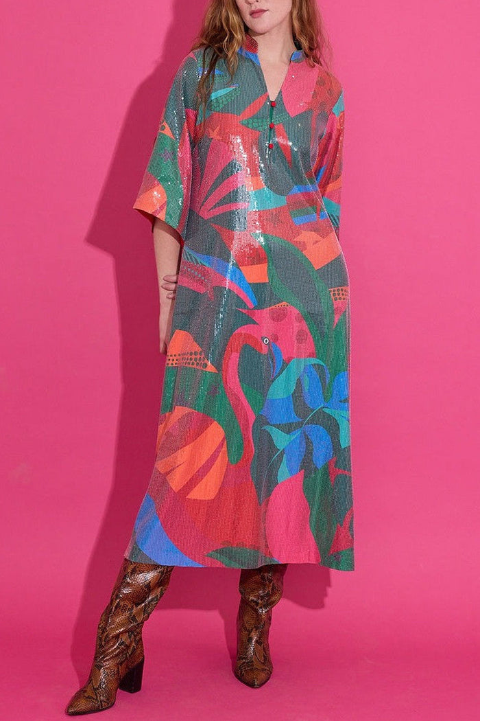 Bold Printed Sequin Dress