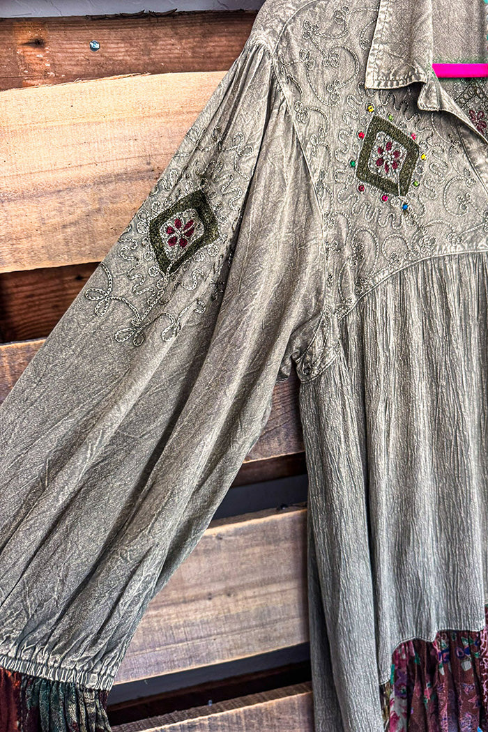 Gravel Embroidered Ruffle Tiered Tunic