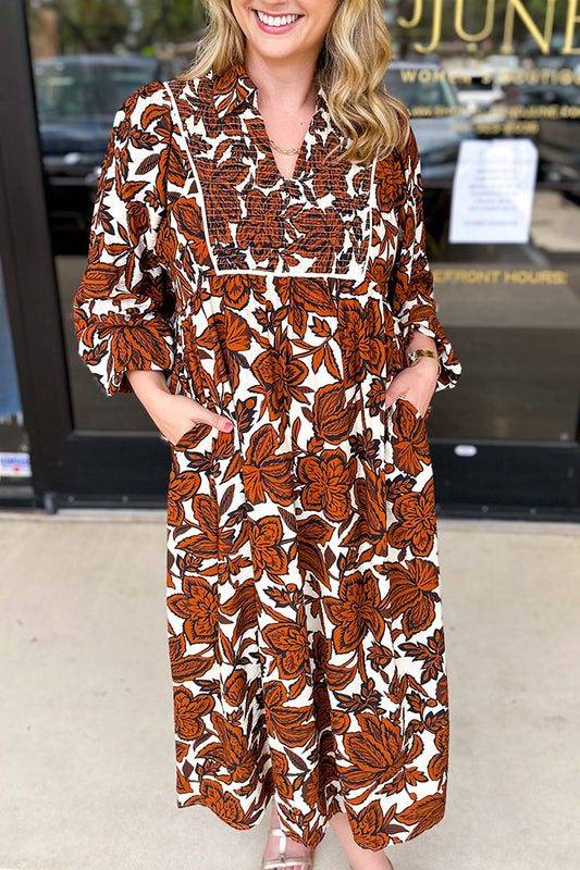 Casual Floral Pocket Dress