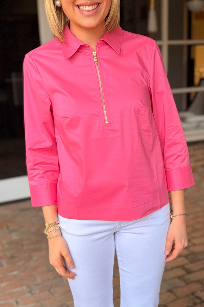 3/4 Sleeve Half Zip Top