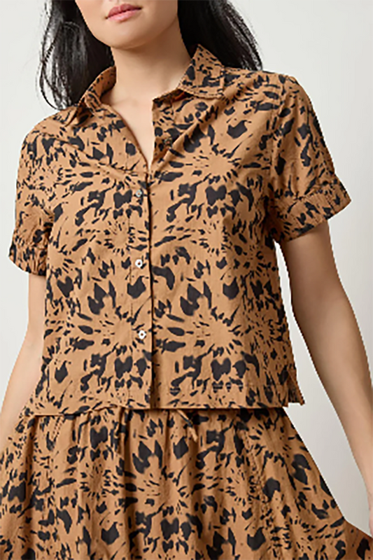 Animal Floral Button Down Top & Skirt