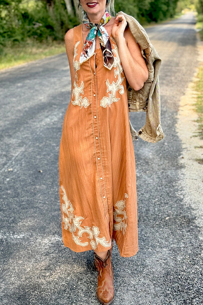 Sleeveless Button Front Maxi Dress