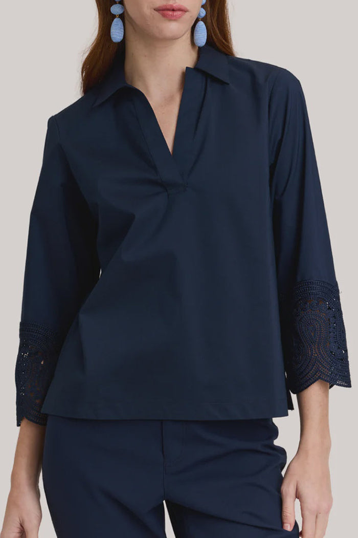 Bracelet Sleeve Lace Trim Top