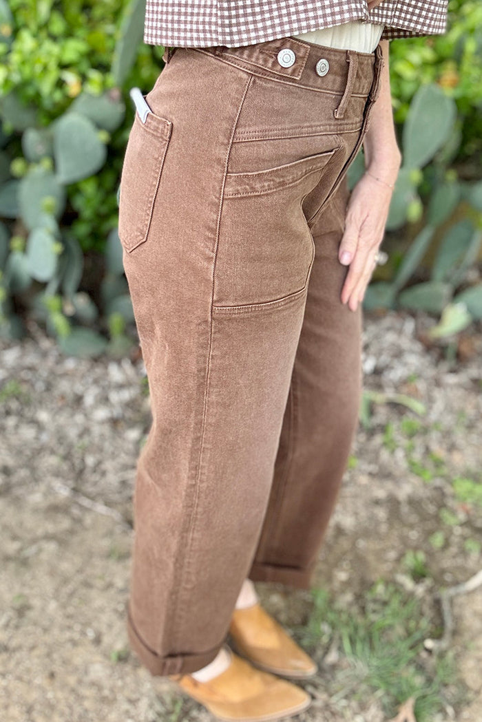 Cuffed Wide Leg Crop Jeans