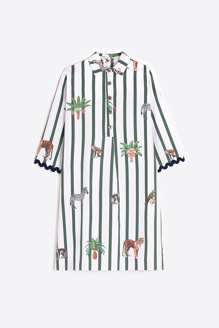 Jungle Print Stripe Pocket Dress