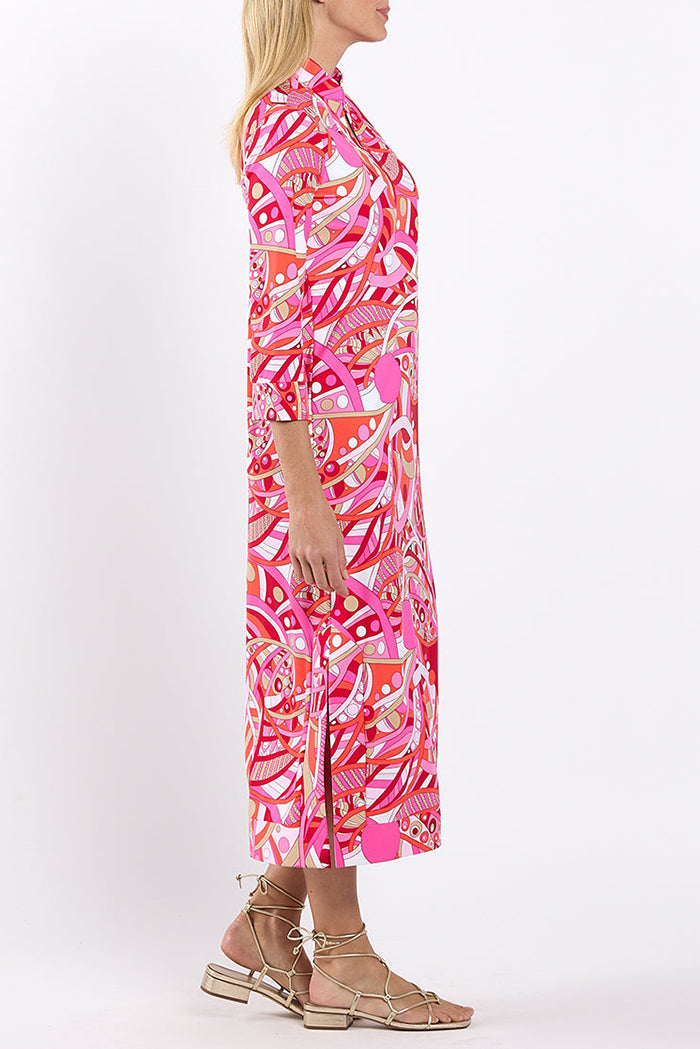 3/4 Sleeve Abstract Print Dress