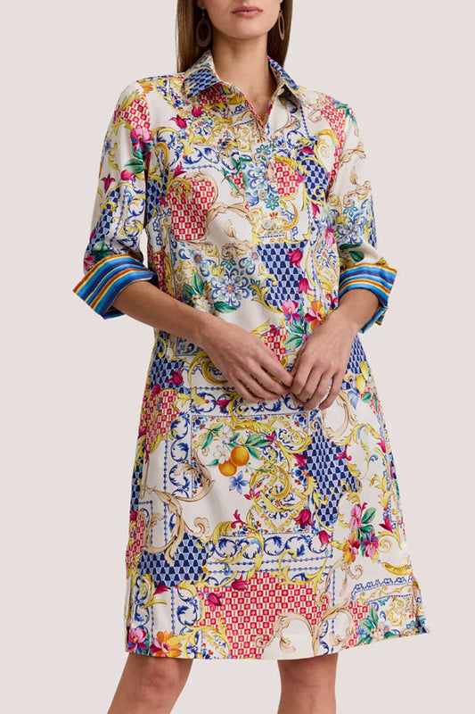 Floral Print 3/4 Sleeve Dress