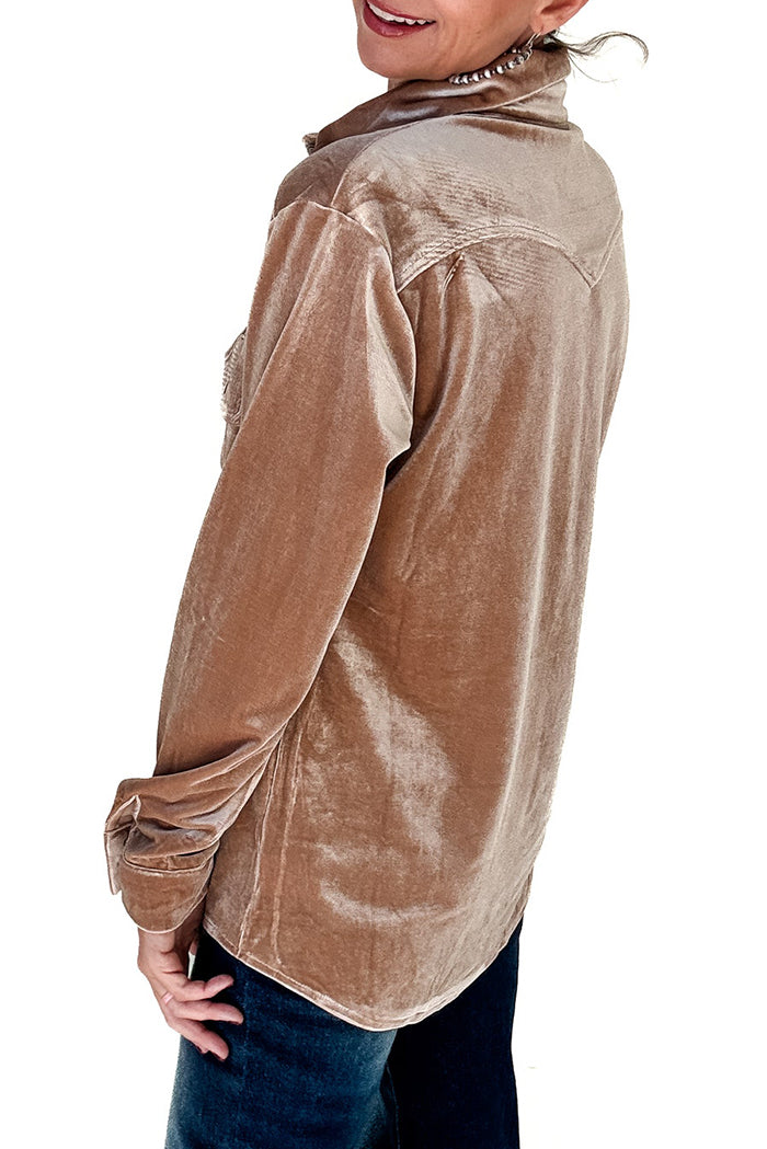 Velvet Buttoned Pocket Top