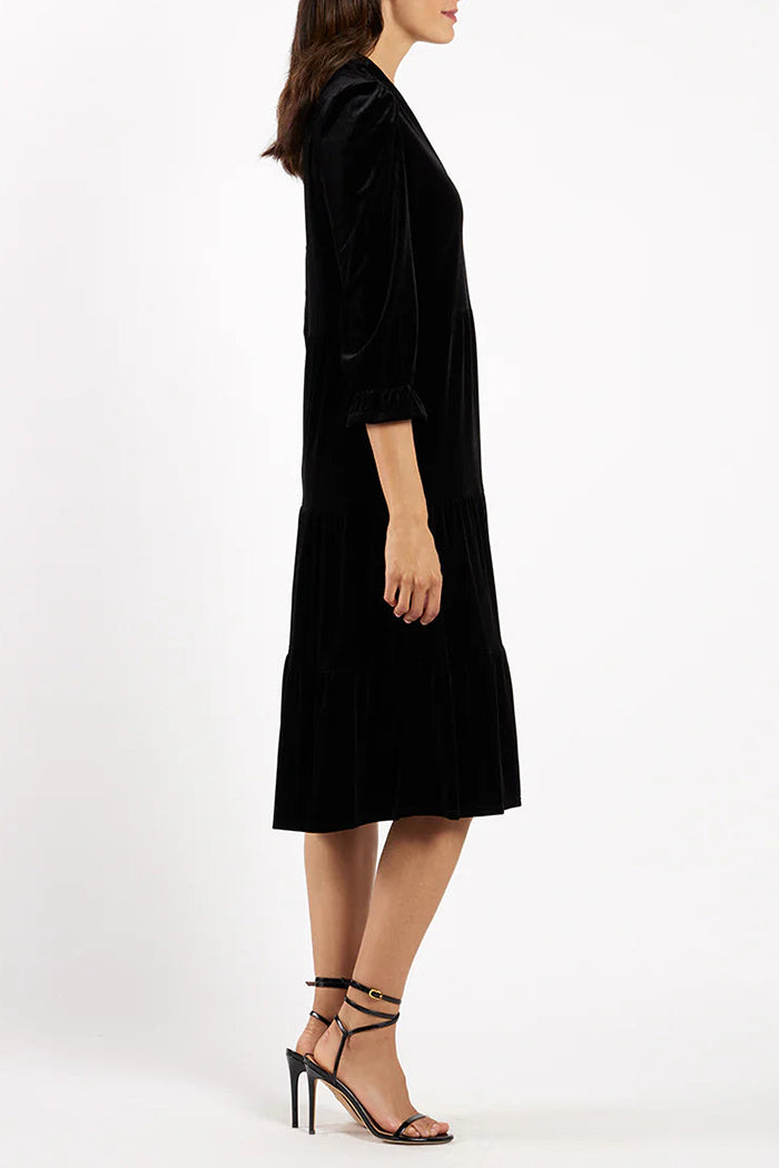 Casual Ruffles Velvet Dress