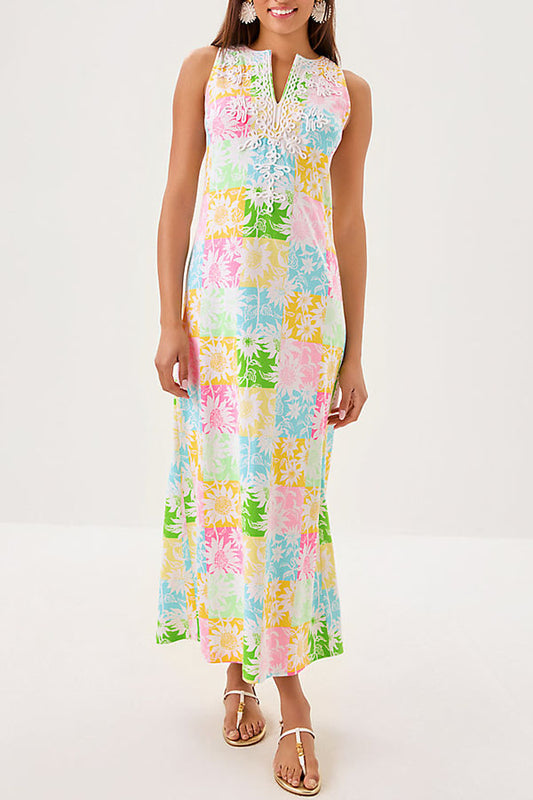 Colorful Checkered Flower Dress