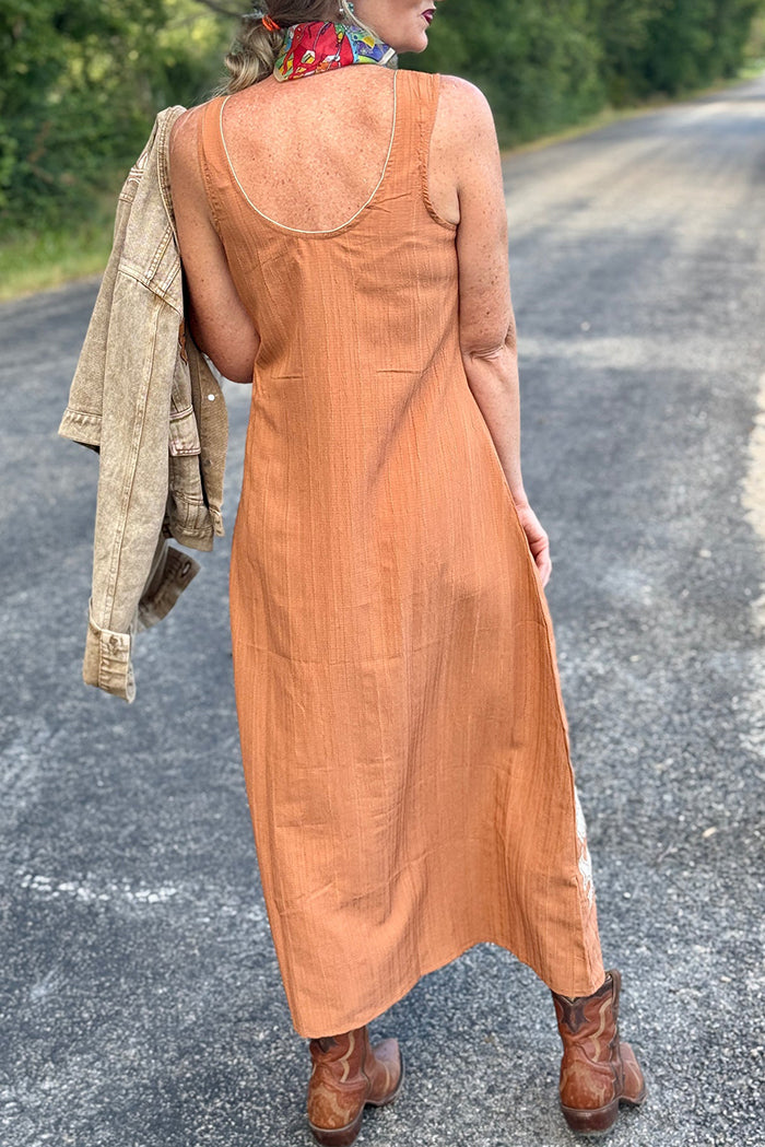 Sleeveless Button Front Maxi Dress