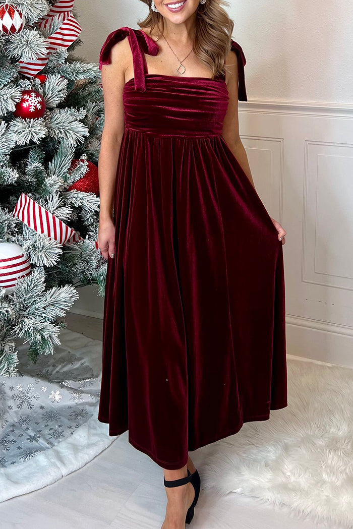 Velvet Tie Shoulder Maxi Dress