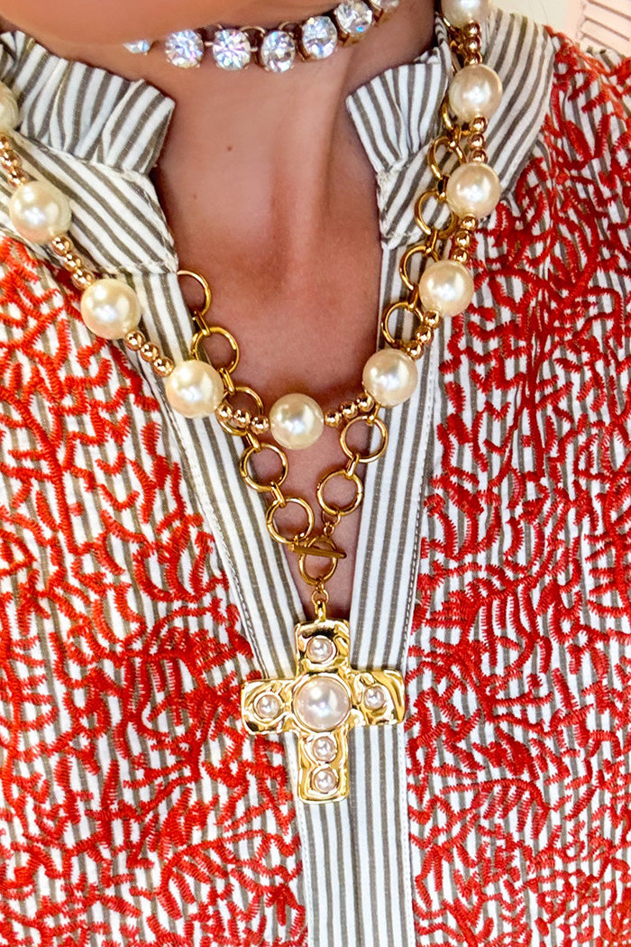 Pearl and Gold Beaded Necklace