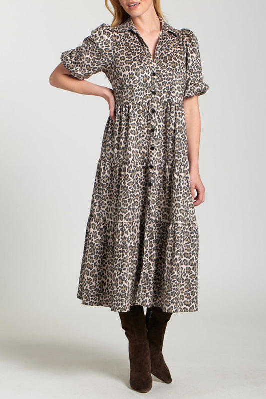 Puff Sleeve Animal Maxi Dress