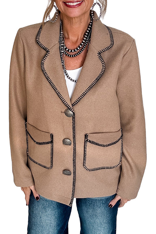 Whipstitch Trim Pocket Blazer