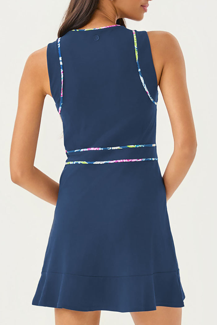 Sleeveless A-line Colorful Trim Dress