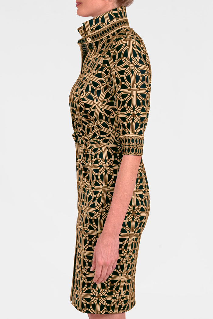 Pattern Twist-Front Shirt Dress