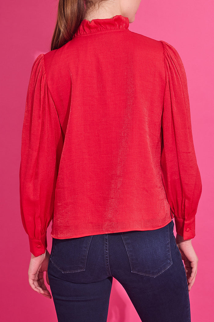 Casual V-Neck Ruffles Collar Top