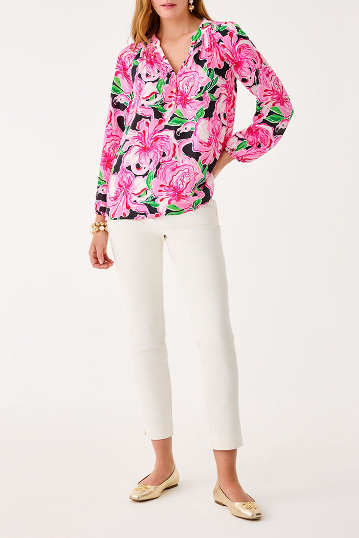 Floral Print V Neck Long Sleeve Top