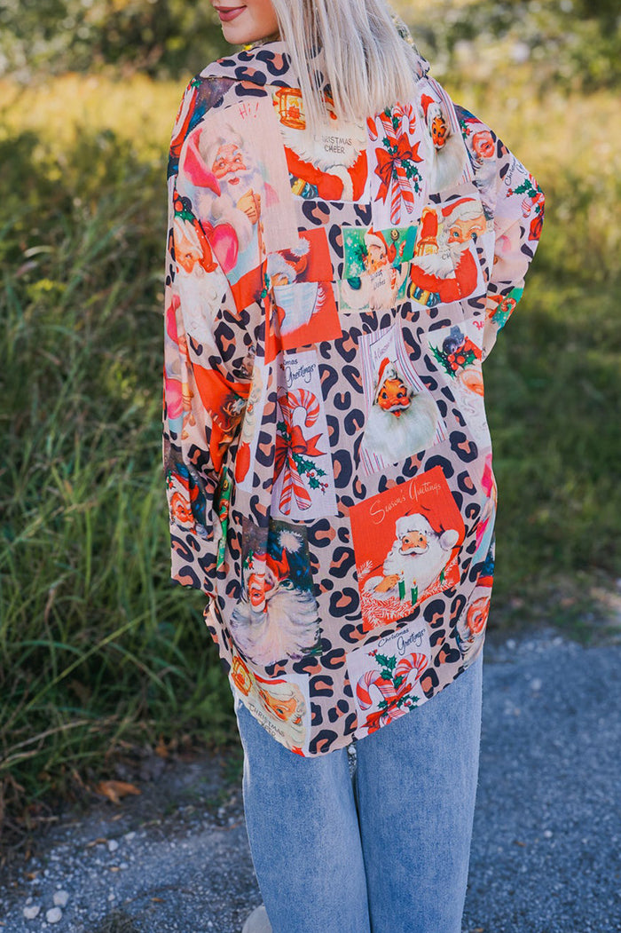 Santa Print Oversized Top