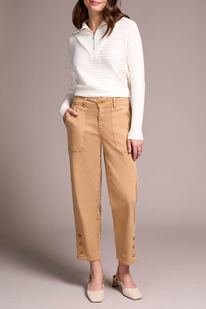 Casual Stretch Twill Patch Pocket Ankle Pants
